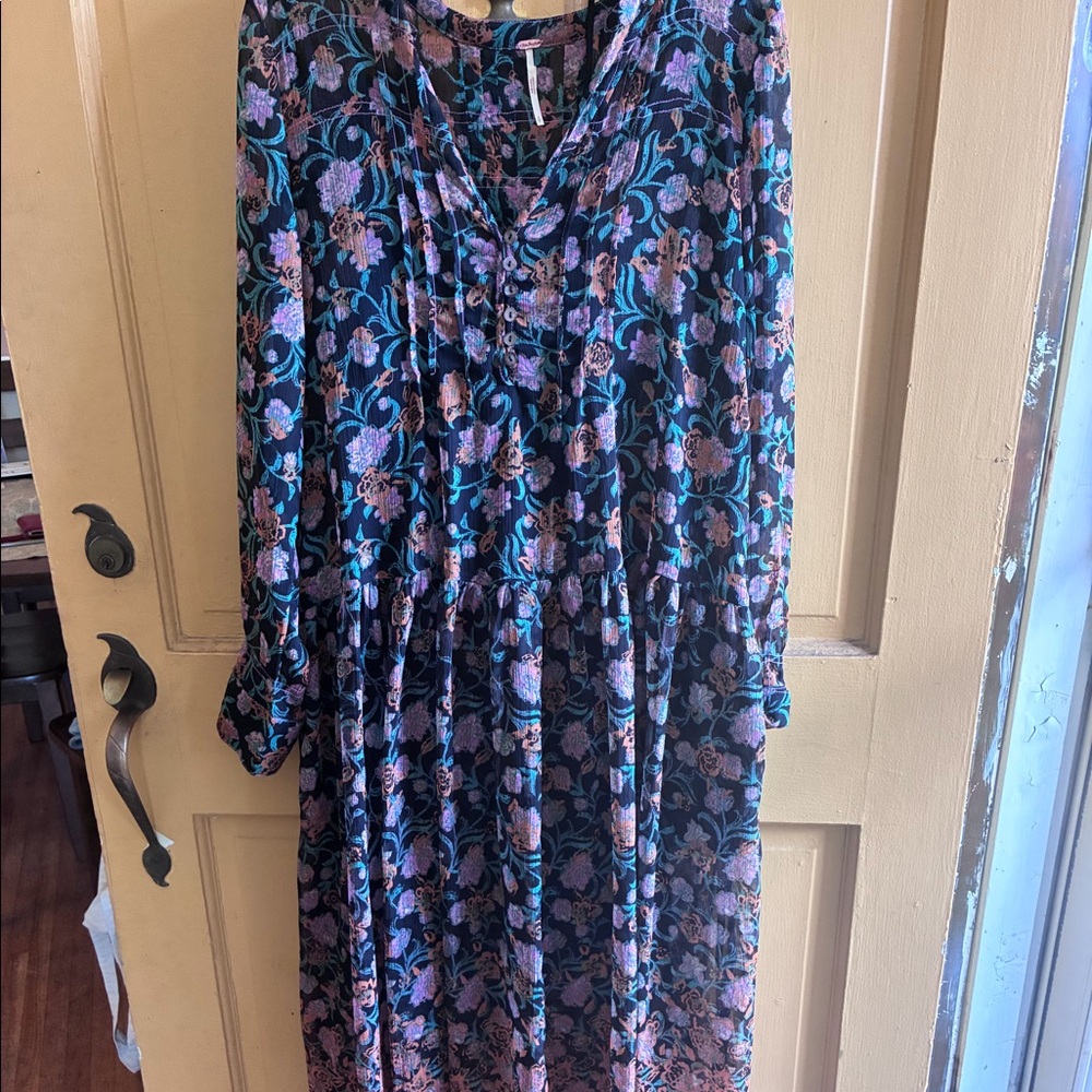 Free People boho maxi sheer dress with slip